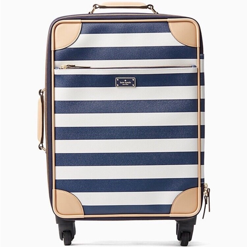 Kate Spade Rolling Luggage Bon Voyage Collection - Blue & White Stripes